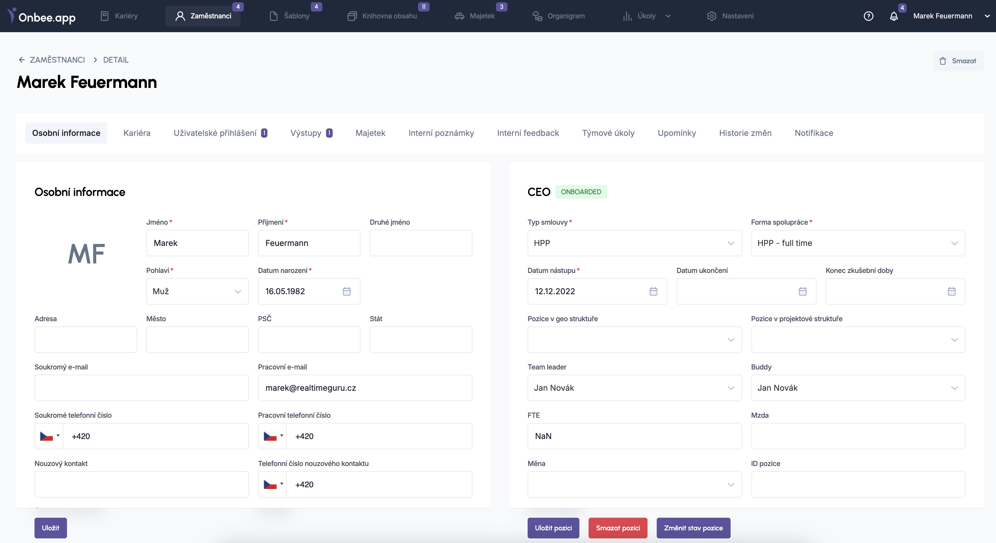 Onbee.app HR systém